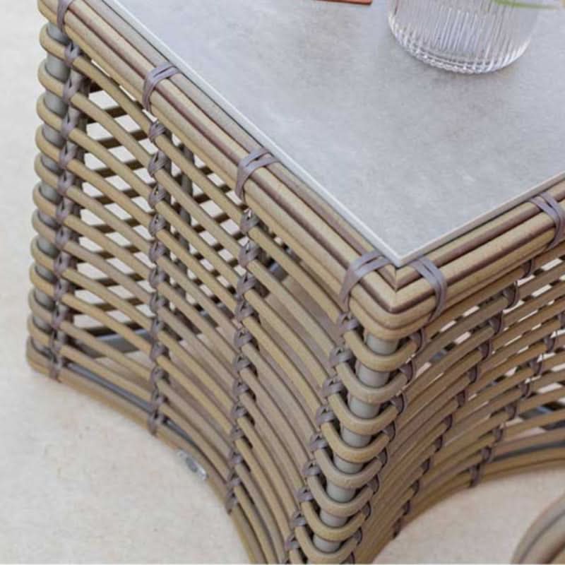 Skyline Design Ruby Wicker Outdoor End Table with Glass