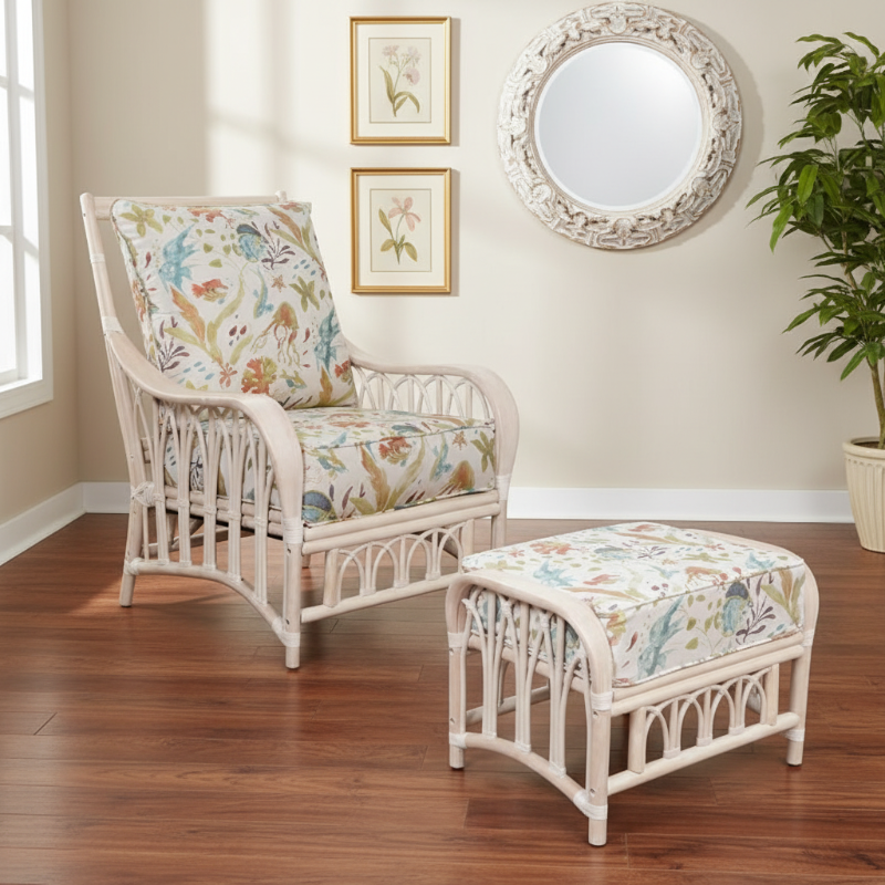Alexander & Sheridan Cuba Rattan Indoor 2-Piece Lounge Chair Set with Cushions