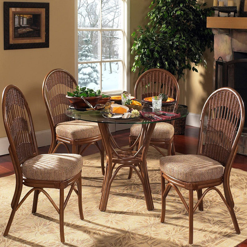 South Sea Rattan Bermuda Indoor Dining Room Set With Side Chairs