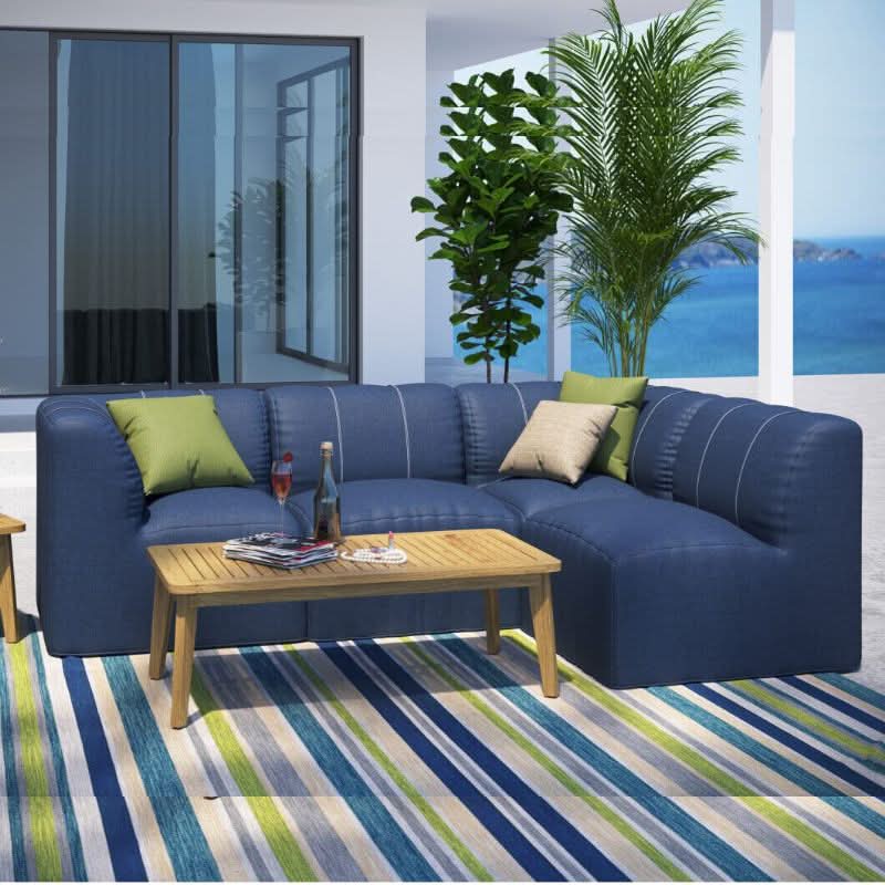 NorthCape International Tuscino Recycled Poly Lumber Outdoor 4-Person Corner Sectional Set