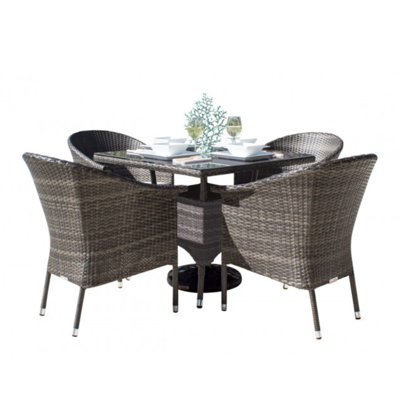 Hospitality Rattan Spectrum 5-Piece Woven Armchair Dining Set with Cushions