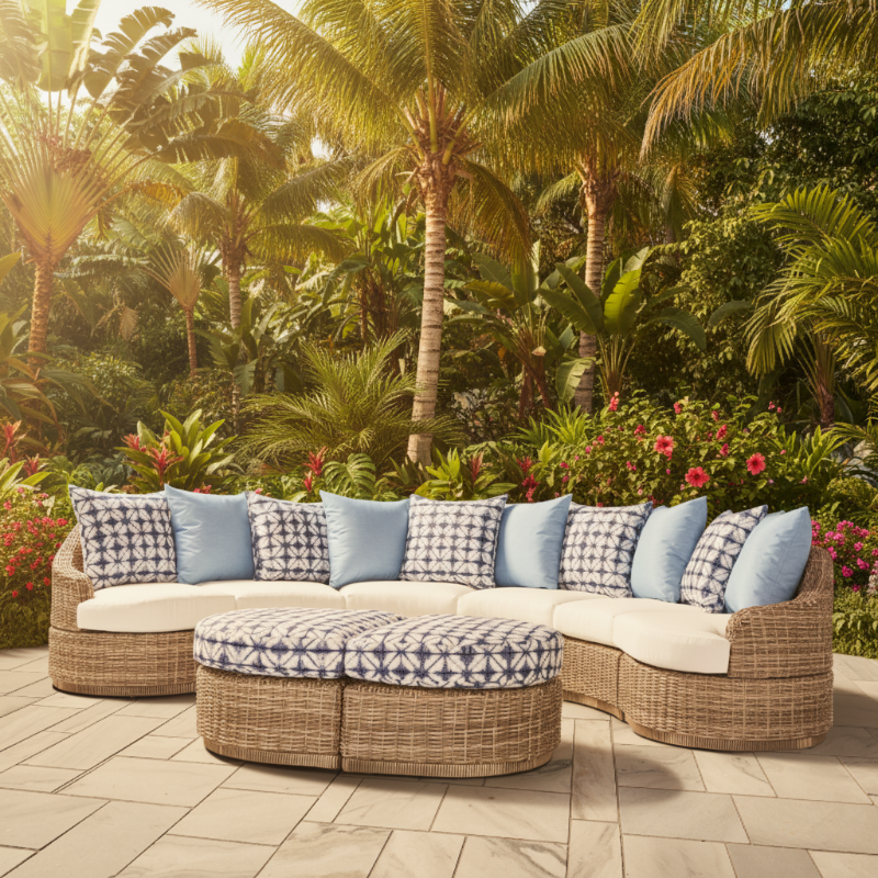 South Sea Rattan Luna Cove Wicker Outdoor 6-Person Lounge Set