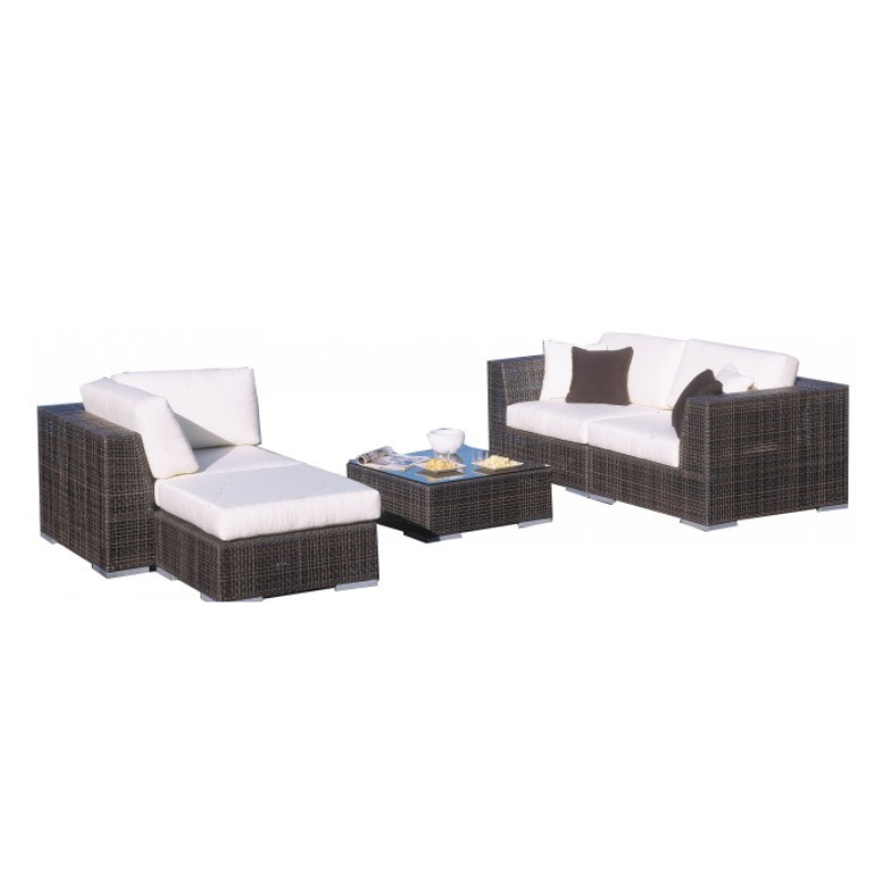 Hospitality Rattan Atlantis Wicker Outdoor 3-Person Modular Sectional Deep Seating Set