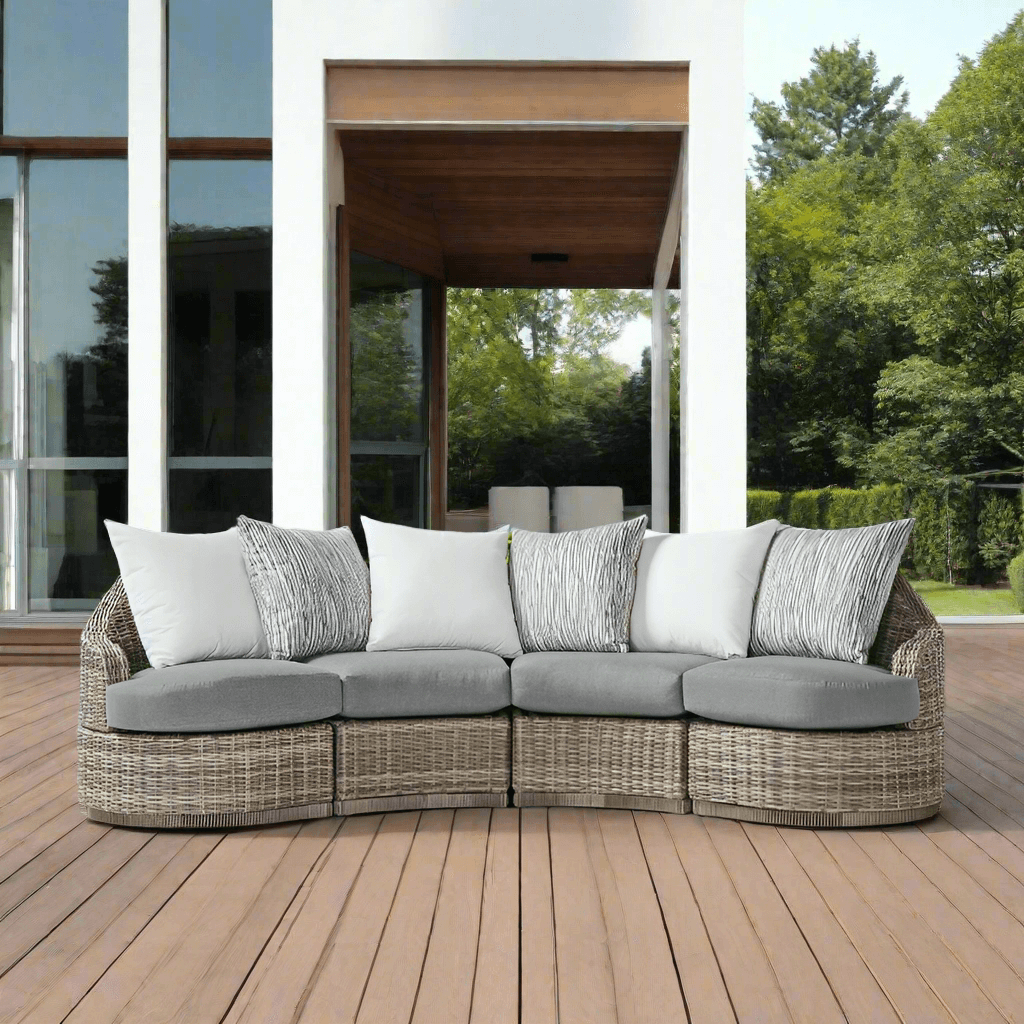 South Sea Rattan Luna Cove Wicker Sectional 4 Piece Lounge Set Image
