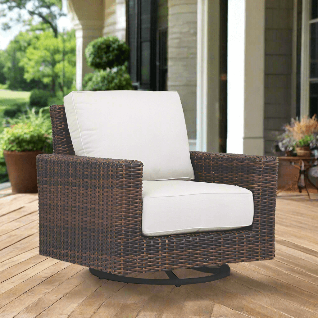 Sunset West Montecito Wicker Outdoor Swivel Rocker Club Chair