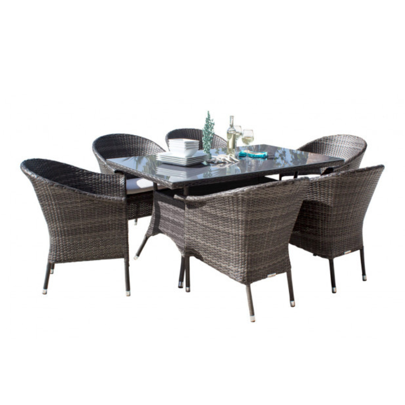 Hospitality Rattan Spectrum 7-Piece Woven Armchair Dining Set with Cushions