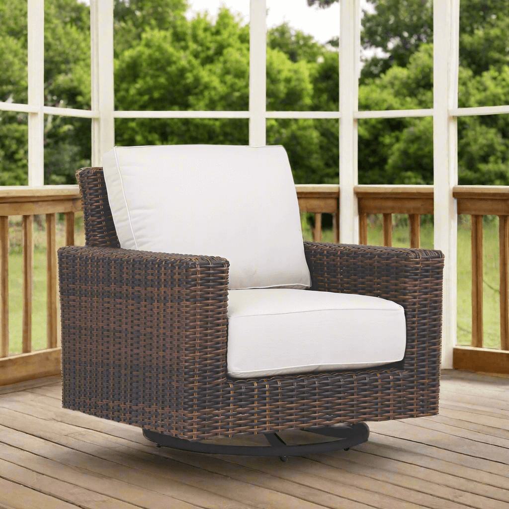 Sunset West Montecito Wicker Outdoor Swivel Rocker Club Chair