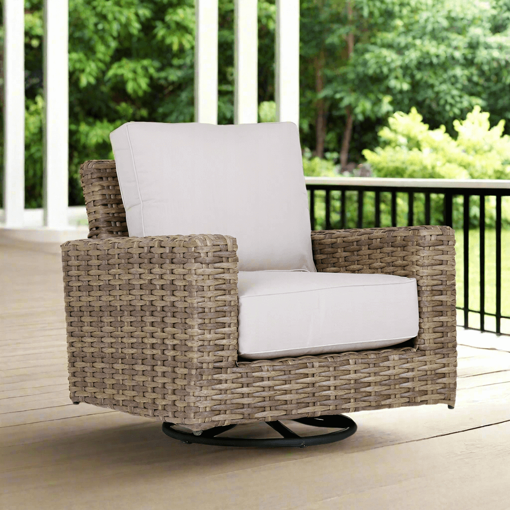 Sunset West Havana Wicker Outdoor Swivel Club Rocker