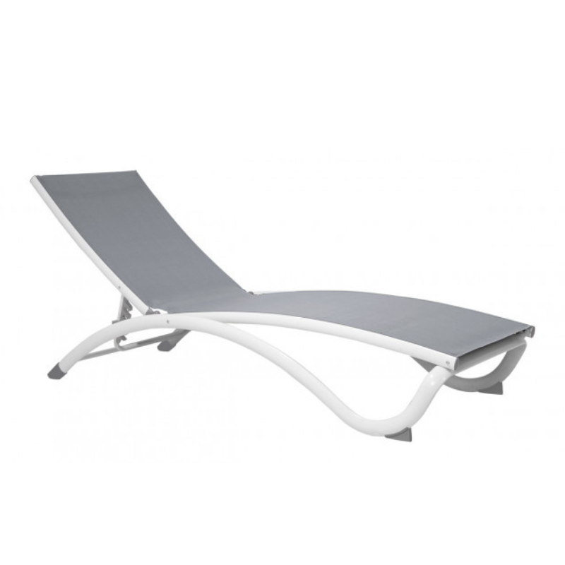 Hospitality Rattan Arch Set of 2 Stackable Grey Sling Chaise Lounger