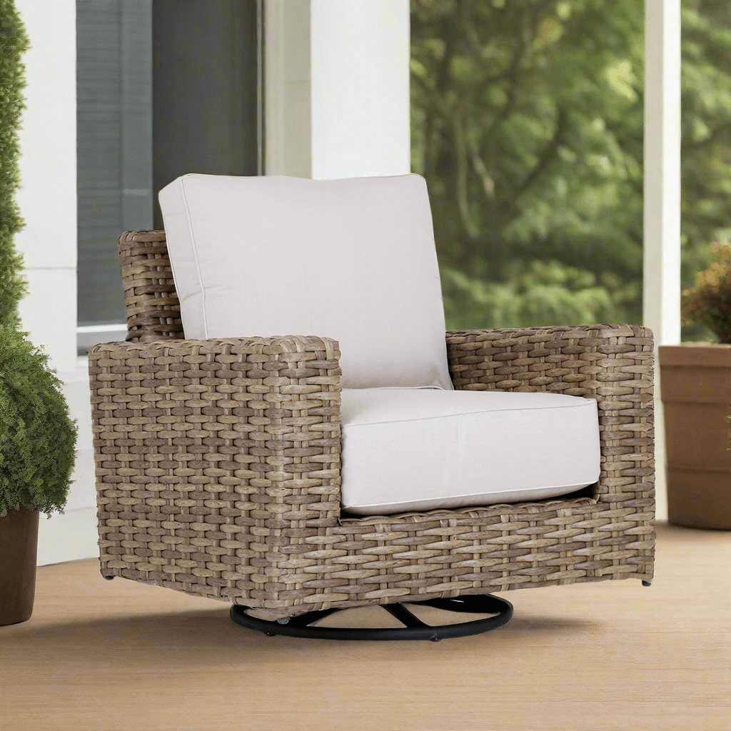 Sunset West Havana Wicker Outdoor Swivel Club Rocker