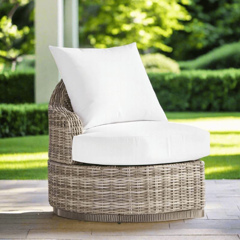 South Sea Rattan Luna Cove Wicker Outdoor Left-Side-Facing Lounge Chair in Scatter Back