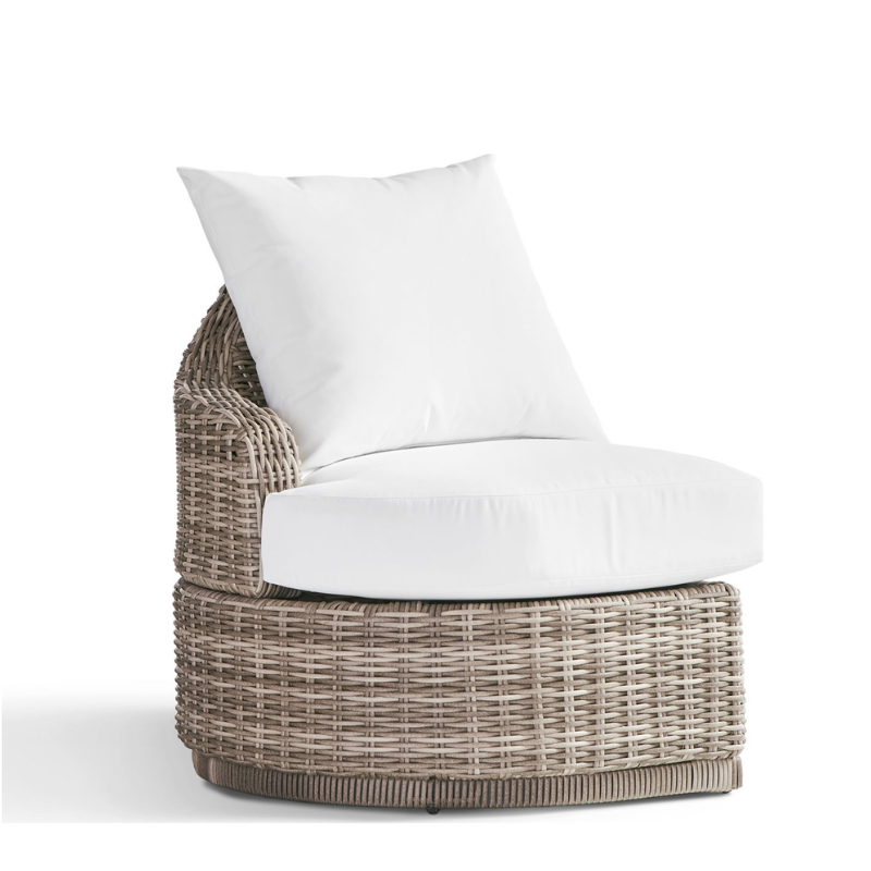 South Sea Rattan Luna Cove Wicker Outdoor Left-Side-Facing Lounge Chair in Scatter Back
