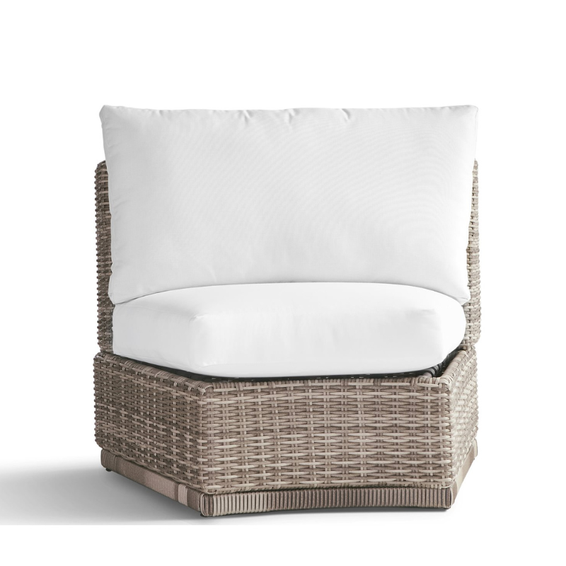 South Sea Rattan Luna Cove Wicker Outdoor Curved Corner Lounge Chair in Scatter Back