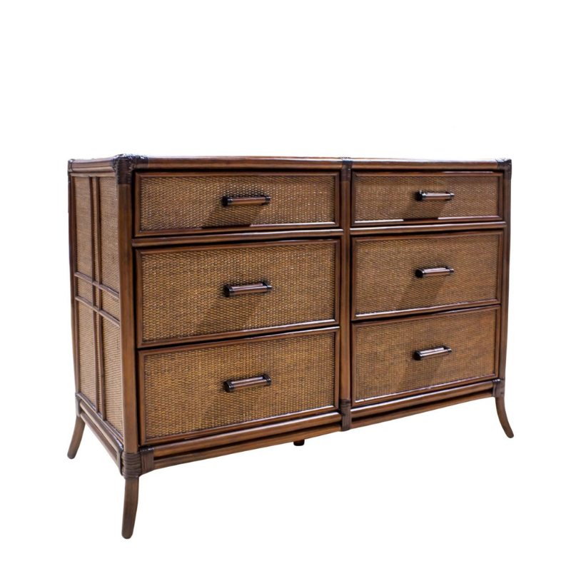 Hospitality Rattan Palm Cove 6-Drawer Dresser with Glass