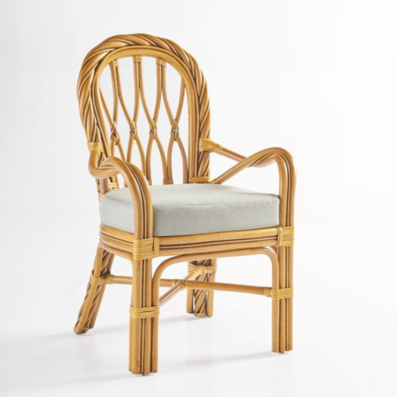 South Sea Rattan New Twist Rattan Indoor Dining Arm Chair