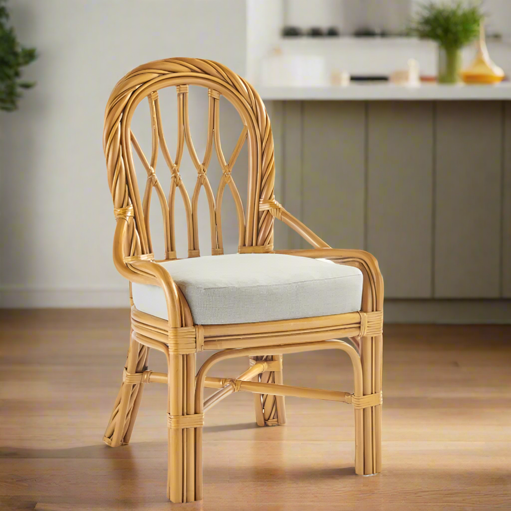 South Sea Rattan New Twist Rattan Indoor Dining Side Chair
