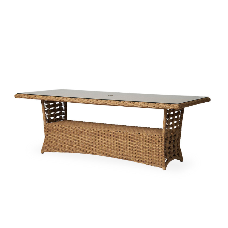 Lloyd Flanders Magnolia Woven Vinyl Outdoor 84" Rectangular Umbrella Dining Table