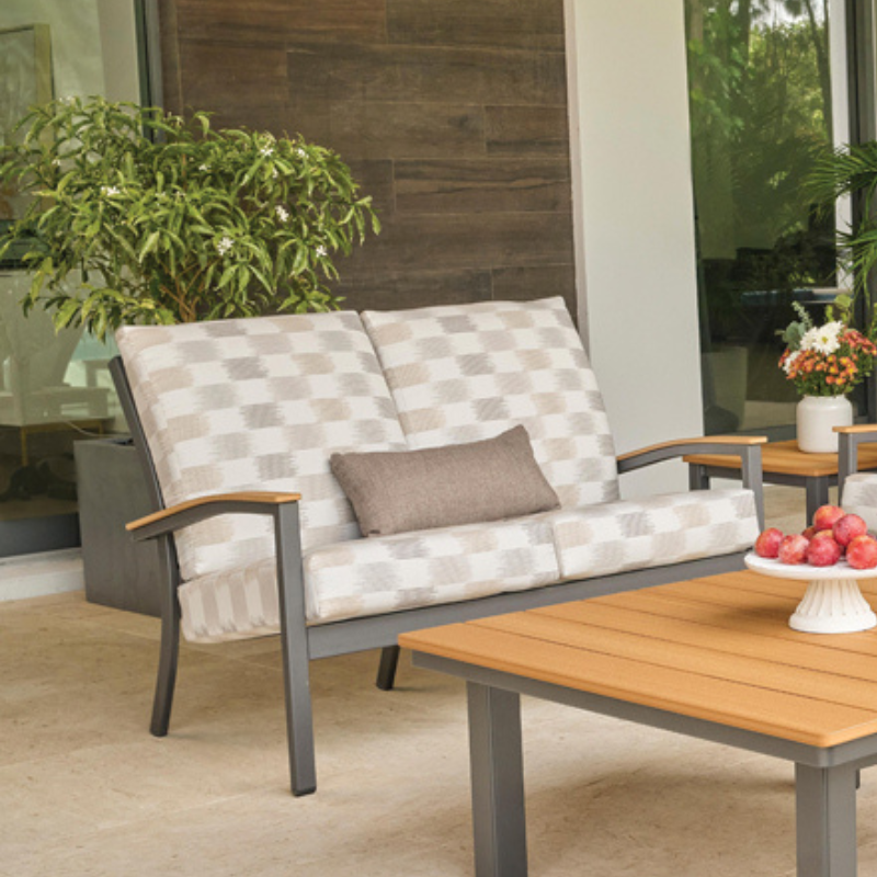 Telescope Casual Bazza Cushion MGP Aluminum Outdoor Two-Seat Loveseat