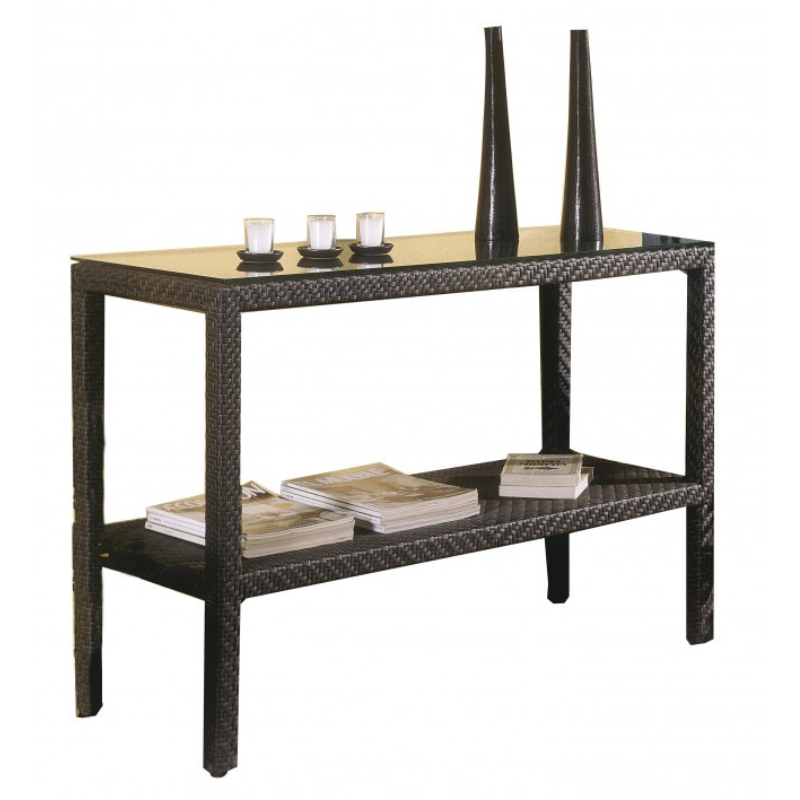 Hospitality Rattan Atlantis Wicker Outdoor Console with Glass