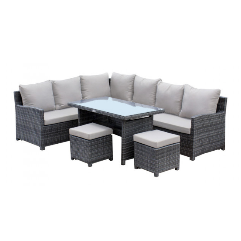 Hospitality Rattan Spectrum 5-Piece Sectional Dining Set w/ Cushion