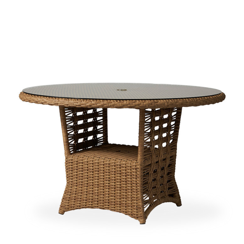 Lloyd Flanders Magnolia Woven Vinyl Outdoor 48" Round Umbrella Dining Table