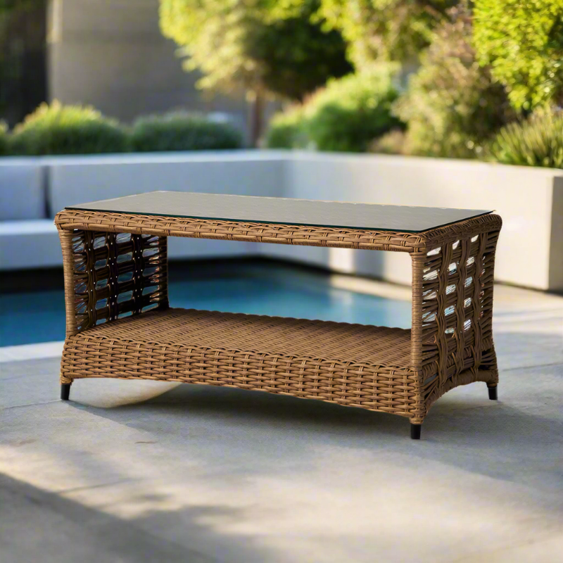Lloyd Flanders Magnolia Woven Vinyl Outdoor 42.5" Rectangular Cocktail Table