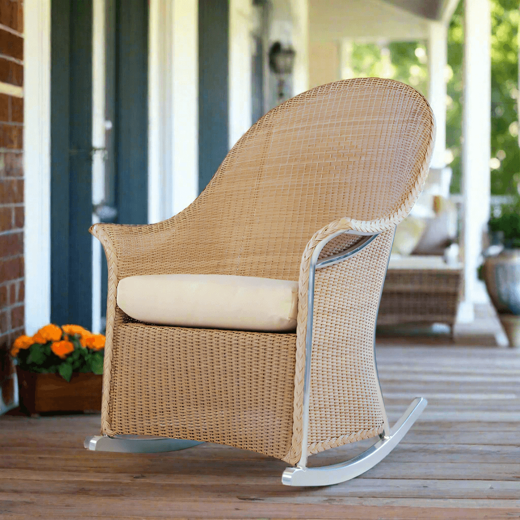Lloyd Flanders Loom Wicker Outdoor High Back Porch Rocker