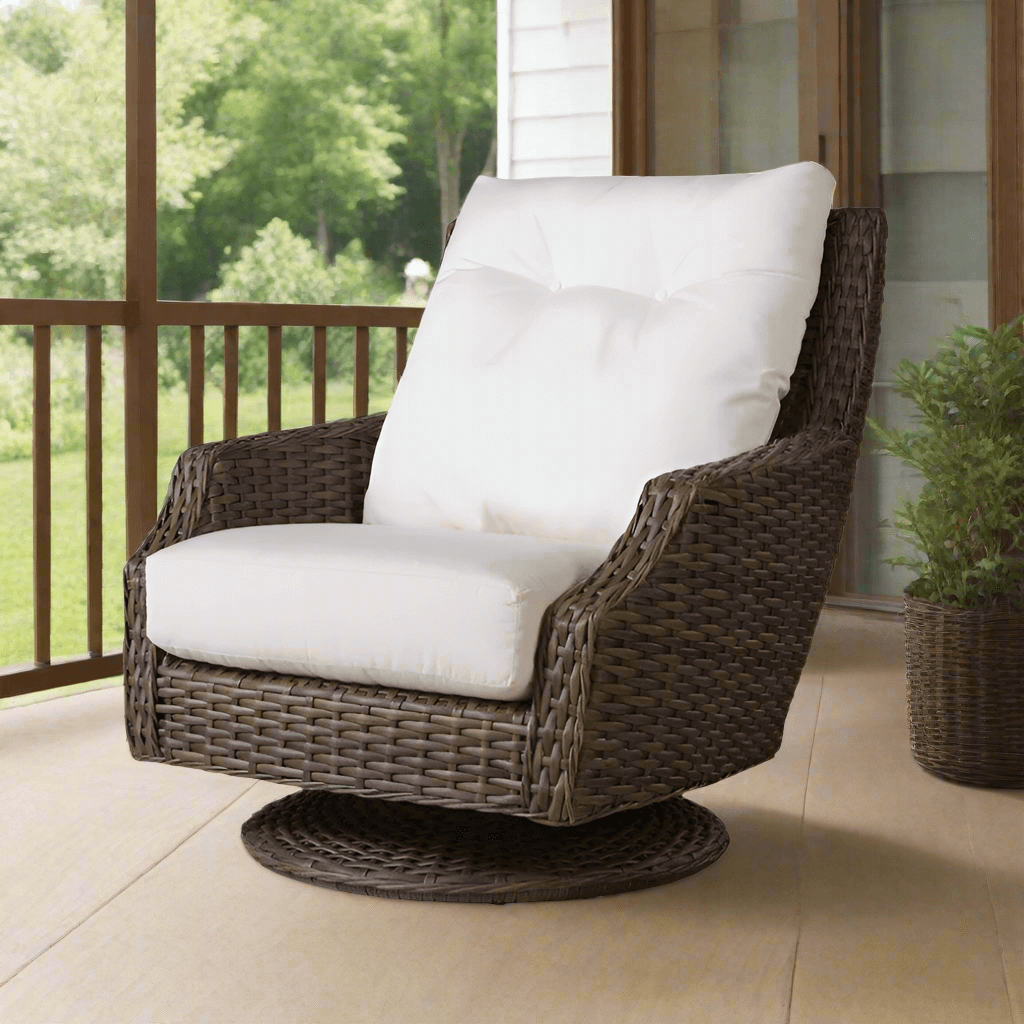 Lloyd Flanders Largo Woven Vinyl Outdoor Swivel Rocker High Back Lounge Chair