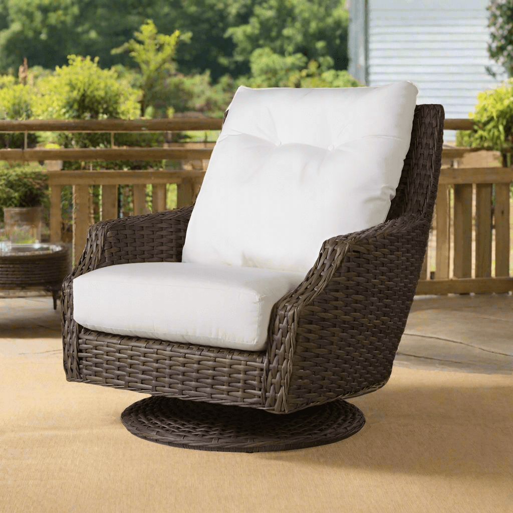 Lloyd Flanders Largo Woven Vinyl Outdoor Swivel Rocker High Back Lounge Chair