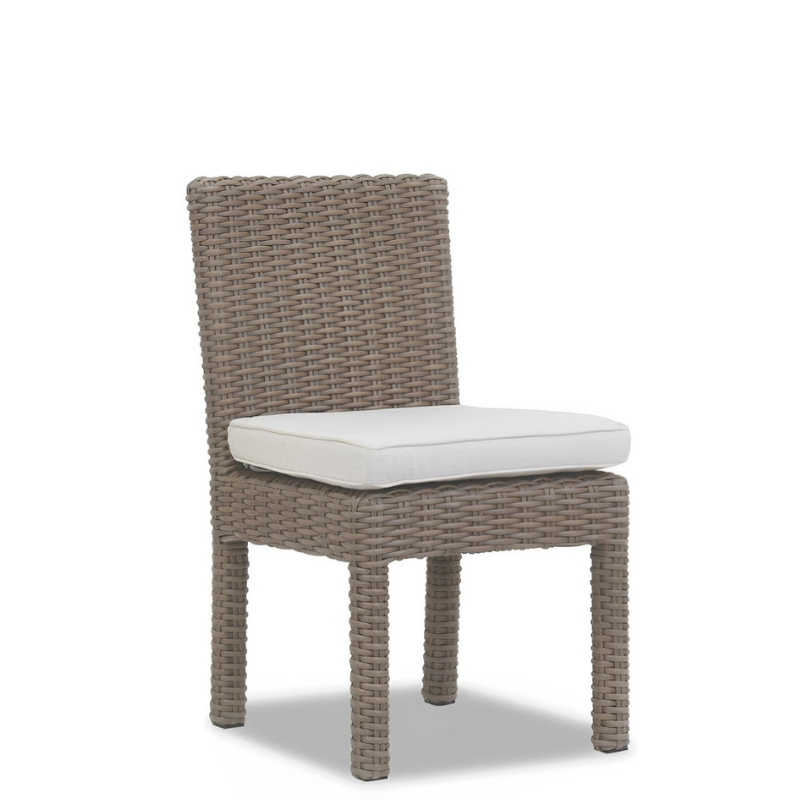 Sunset West Coronado Wicker Outdoor Armless Dining Chair With Cushions in Canvas Flax