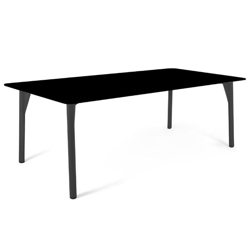 Skyline Design Boston Aluminum Outdoor Rectangular Dining Table with Glass