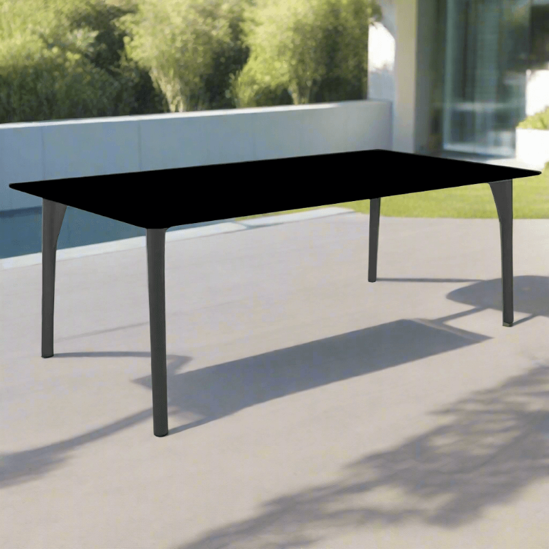Skyline Design Boston Aluminum Outdoor Rectangular Dining Table with Glass