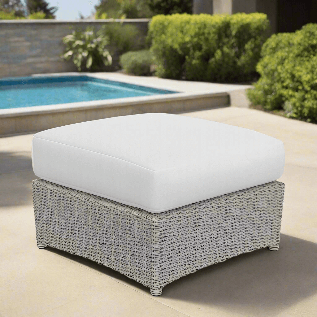 South Sea Rattan Juniper Bay Wicker Light Driftwood Ottoman