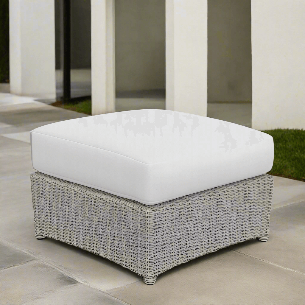 South Sea Rattan Juniper Bay Wicker Light Driftwood Ottoman