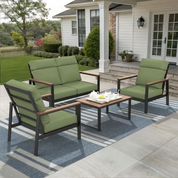 NorthCape International Windsor Aluminum Outdoor 4-Person Conversation Patio Set