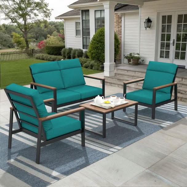 NorthCape International Windsor Aluminum Outdoor 4-Person Conversation Patio Set