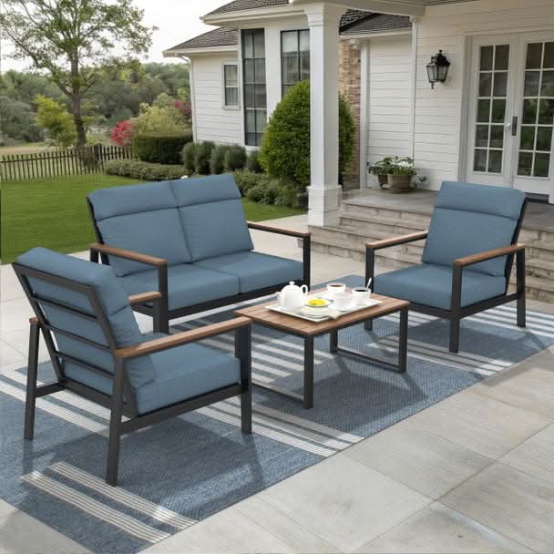 NorthCape International Windsor Aluminum Outdoor 4-Person Conversation Patio Set
