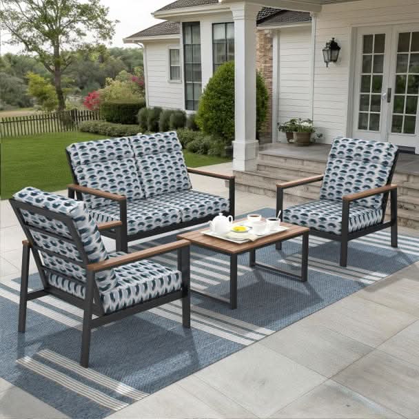NorthCape International Windsor Aluminum Outdoor 4-Person Conversation Patio Set