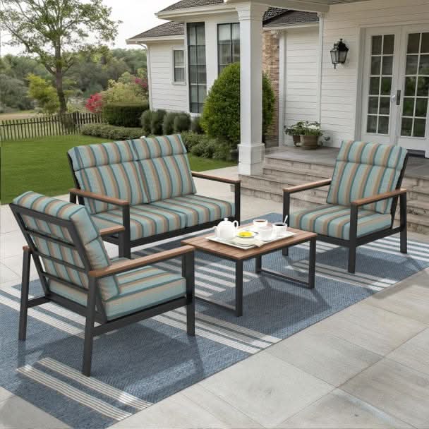NorthCape International Windsor Aluminum Outdoor 4-Person Conversation Patio Set