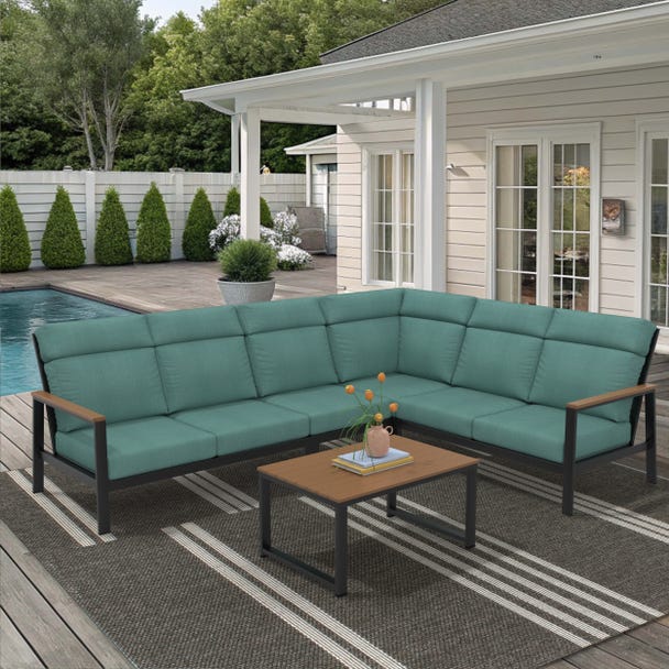 NorthCape International Windsor Aluminum Outdoor 6-Person Modular Lounge Patio Set