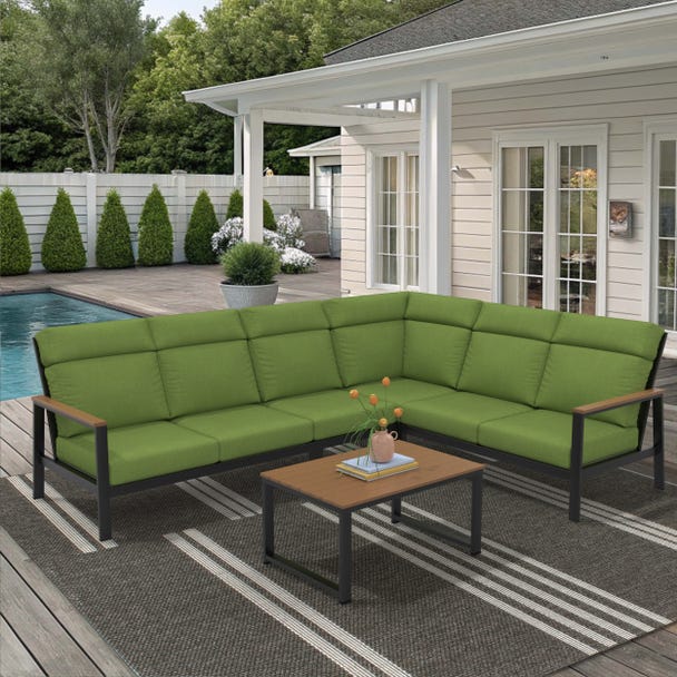 NorthCape International Windsor Aluminum Outdoor 6-Person Modular Lounge Patio Set