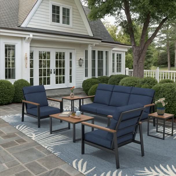 NorthCape International Windsor Aluminum Outdoor 5-Person Modular Seating Patio Set