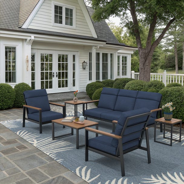 NorthCape International Windsor Aluminum Outdoor 5-Person Modular Seating Patio Set