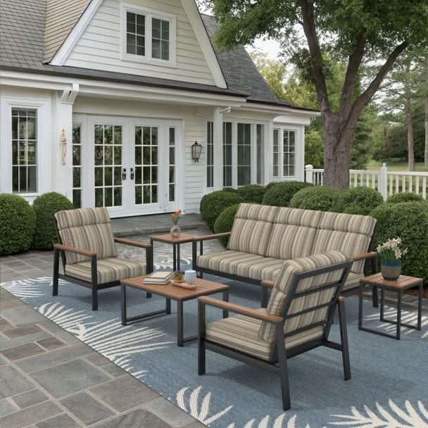 NorthCape International Windsor Aluminum Outdoor 5-Person Modular Seating Patio Set