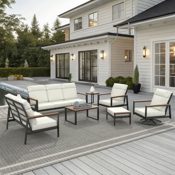 NorthCape International Windsor Aluminum Outdoor 7-Person Ultimate Patio Set