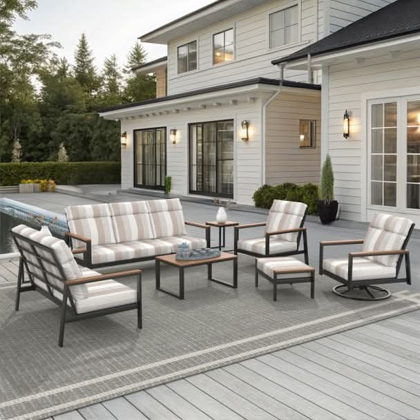 NorthCape International Windsor Aluminum Outdoor 7-Person Ultimate Patio Set