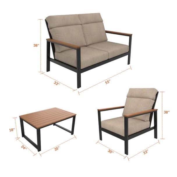NorthCape International Windsor Aluminum Outdoor 4-Person Conversation Patio Set