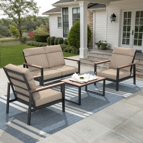 NorthCape International Windsor Aluminum Outdoor 4-Person Conversation Patio Set