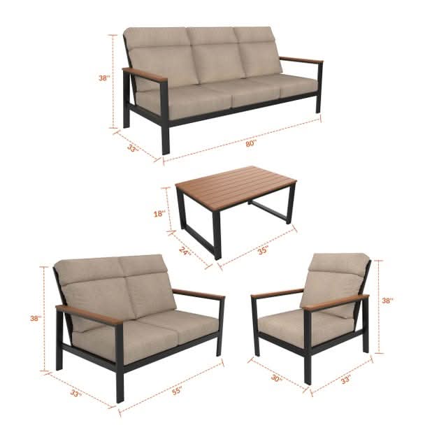 NorthCape International Windsor Aluminum Outdoor 6-Person Lounge Patio Set
