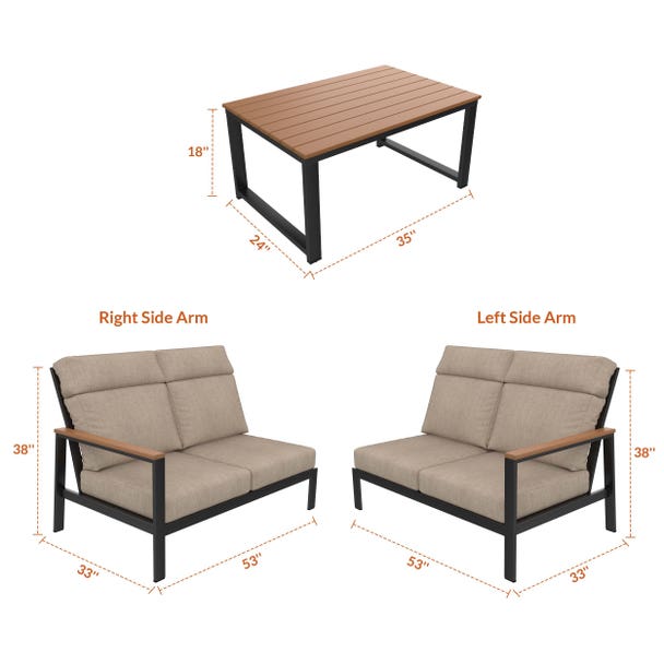 NorthCape International Windsor Aluminum Outdoor 6-Person Modular Lounge Patio Set